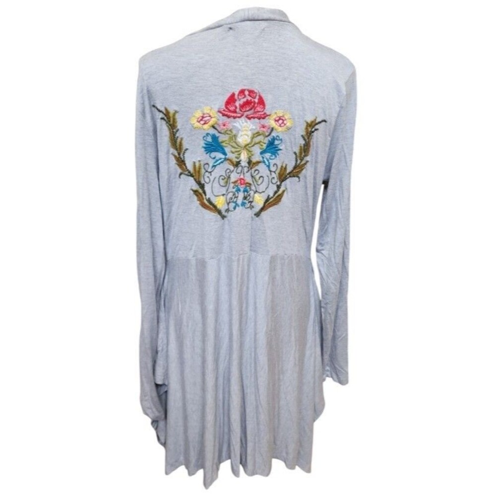 Caite Gray Button-Front Duster Cardigan Dress Size XL MOP Buttons